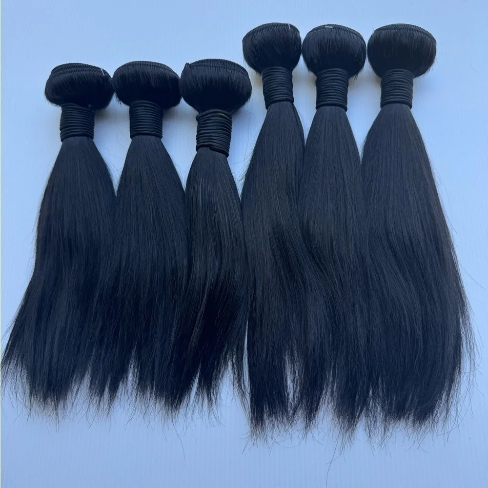 Human hair Blend 10 In & 12 In Bundle Lot Black Straight Hair
